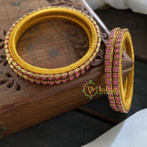 Single Line Kundan Bangle-Opaque- light Pink-G3609